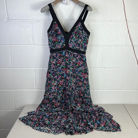 RTR SALONI
Jewel Rosette Lana Dress Black/Floral size 4 Strappy MIDI silk ruffle - Picture 4 of 7